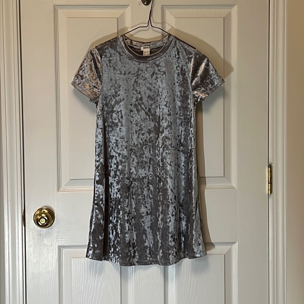 Gray Forever 21 velvet dress.
